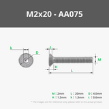 Tornillos para metales de cabeza plana M2 (FHCS)