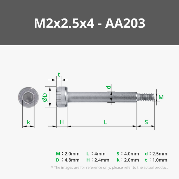 M2 Socket Head Shoulder Machine Screws (SHSS)