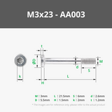 M3-Innensechskant-Maschinenschrauben (SHCS) – Halbgewinde