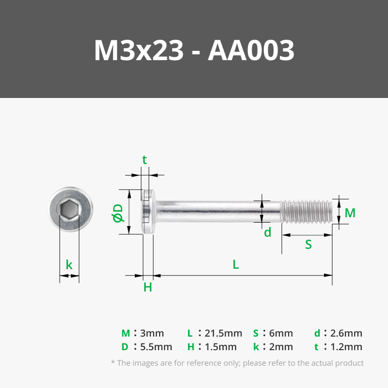 Tornillos para metales con cabeza hueca M3 (SHCS) - Media rosca