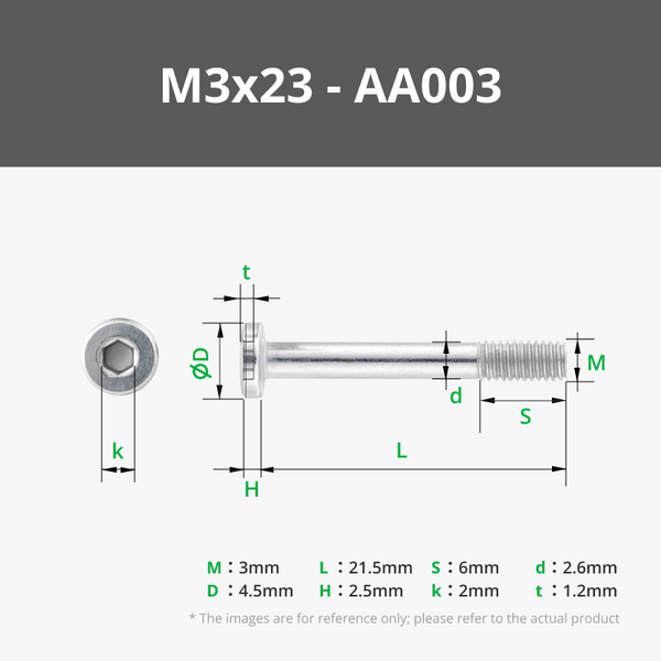 Tornillos para metales con cabeza hueca M3 (SHCS) - Media rosca