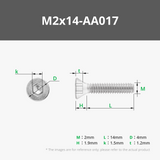 M2 Stainless Steel Flat Head Cap Machine Screws (FHCS)
