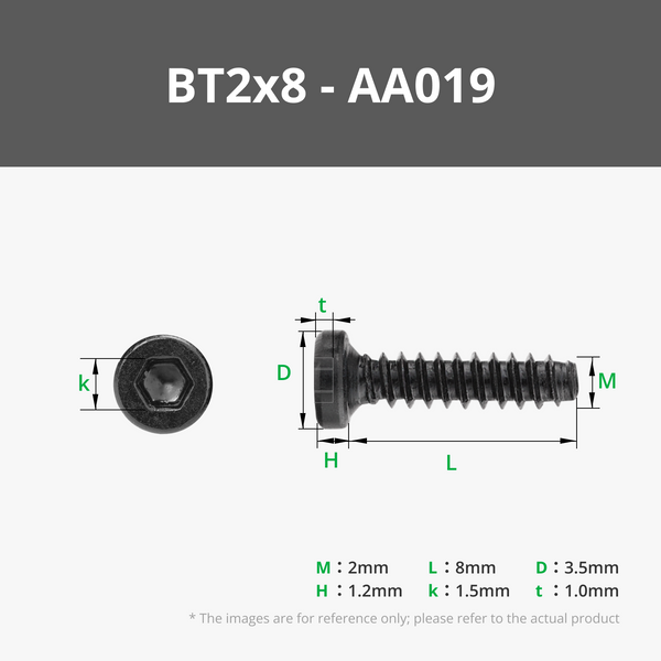 BT2x8 Socket Head Cap Self Tapping Screws (SHCS)