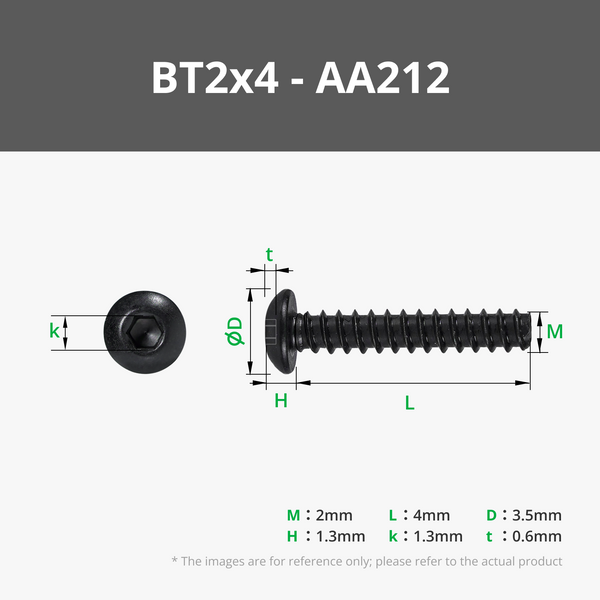 BT2 Button Head Cap Self Tapping Screw (BHCS)
