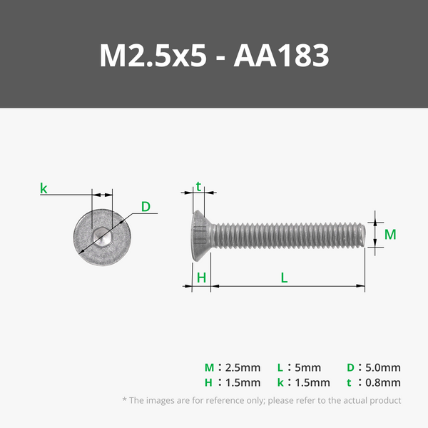 Tornillos para metales de cabeza plana M2.5 (FHCS)