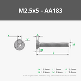 M2.5 Flat Head Cap Machine Screws (FHCS)