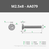 Vis à métaux à tête plate M2.5 (FHCS)