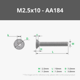 Vis à métaux à tête plate M2.5 (FHCS)