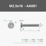 M2.5 machineschroeven met platte kop (FHCS)