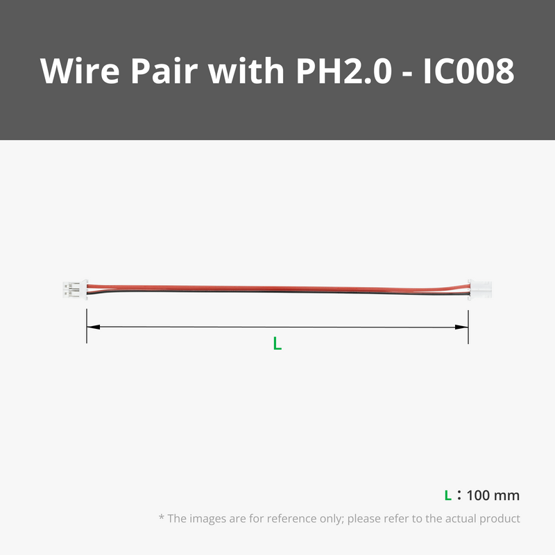 Paire de fils de 100 mm avec PH2.0 (2 pièces) - IC008